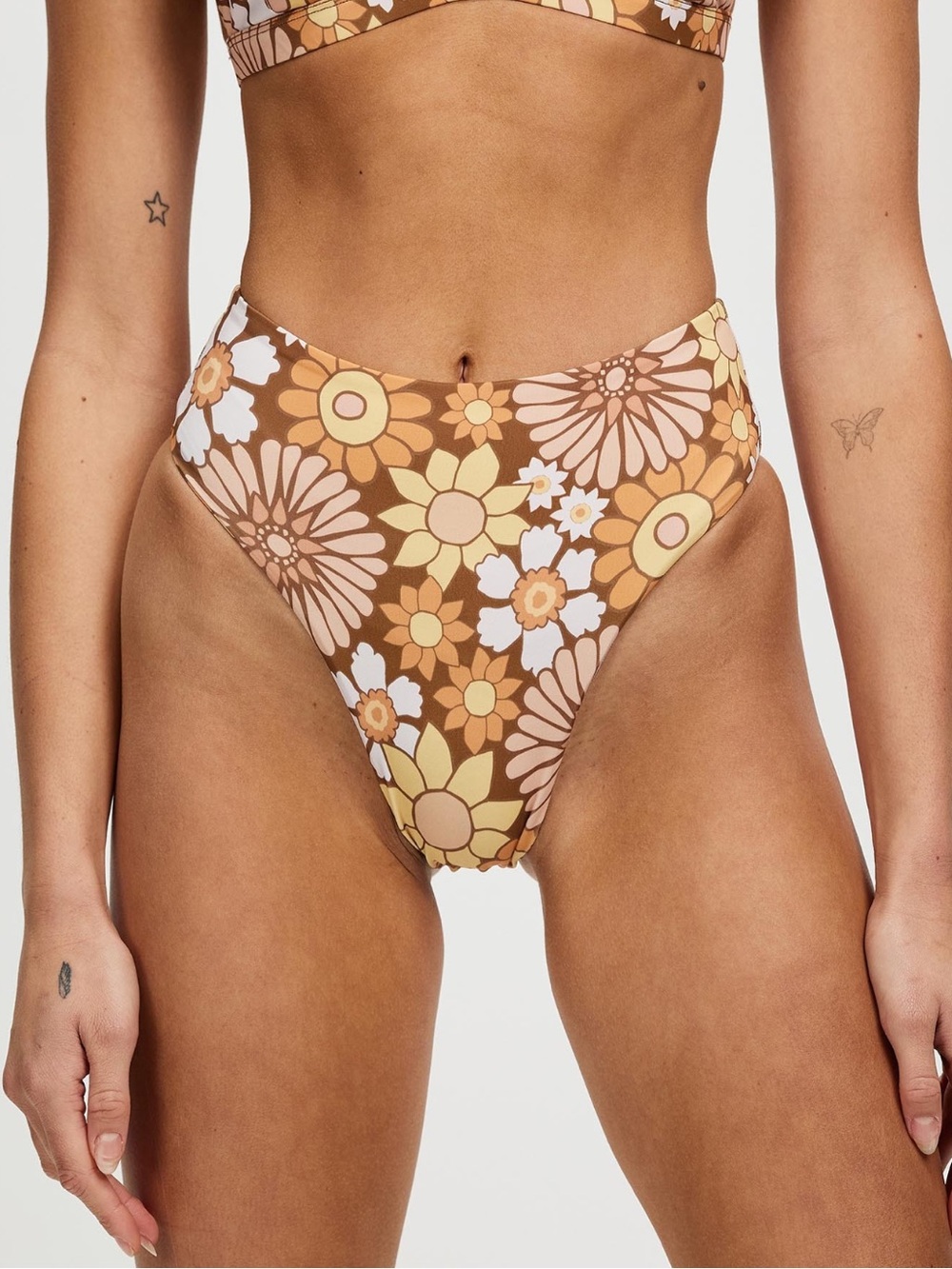 Kavala Retro Floral High Cut Bikini Bottoms